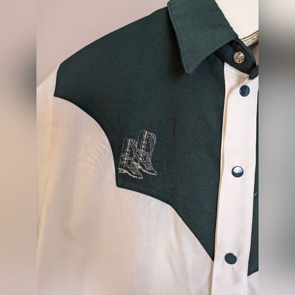 Vintage Western Cowboy Shirt – Embroidered Boots – Size M - Picture 2 of 9